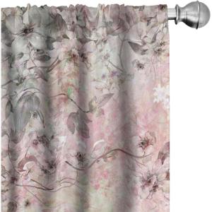 Ambesonne Floral Boho Curtains, Dreamy Autumn Time Flowers Pattern with Romantic Aura Neutral Art, Window Treatments 2 Panel Set for Living Room Bedroom, Pair of – 28″ x 95″, Pale Pink Coral White(Dark Warm Taupe and Pink)