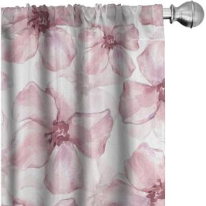 Ambesonne Floral Boho Curtains, Dreamy Autumn Time Flowers Pattern with Romantic Aura Neutral Art, Window Treatments 2 Panel Set for Living Room Bedroom, Pair of – 28″ x 95″, Pale Pink Coral White(Pale Pink Dried Rose)