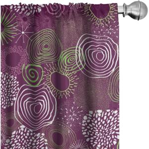 Ambesonne Floral Curtains, Retro Chamomile Like Petals Neutral Flower Silhouettes on Brownish Back, Window Treatments 2 Panel Set for Living Room Bedroom, Pair of – 28″ x 63″, Pale Mustard Paprika(Avocado Green and Magenta)