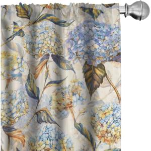 Ambesonne Floral Curtains, Retro Chamomile Like Petals Neutral Flower Silhouettes on Brownish Back, Window Treatments 2 Panel Set for Living Room Bedroom, Pair of – 28″ x 63″, Pale Mustard Paprika(Dark Peach Ceil Blue)