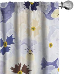 Ambesonne Floral Curtains, Retro Chamomile Like Petals Neutral Flower Silhouettes on Brownish Back, Window Treatments 2 Panel Set for Living Room Bedroom, Pair of – 28″ x 63″, Pale Mustard Paprika(Ceil Blue Earth Yellow)