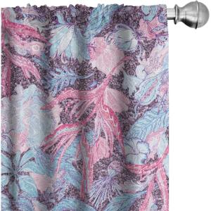 Ambesonne Floral Curtains, Retro Chamomile Like Petals Neutral Flower Silhouettes on Brownish Back, Window Treatments 2 Panel Set for Living Room Bedroom, Pair of – 28″ x 63″, Pale Mustard Paprika(Dark Turquoise Pale Pink)