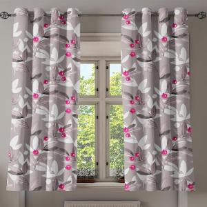 Ambesonne Floral Design Grommet Curtain, Abstract Boho Inspirations Neutral Flowers Silhouettes on Grunge Back, Decorative 2-Panel Window Drapes for Bedroom Living Room, 50″ x 120″, Dimgray Pale Grey(Taupe Grey Hot Pink Ivory)