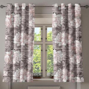 Ambesonne Floral Design Grommet Curtain, Abstract Boho Inspirations Neutral Flowers Silhouettes on Grunge Back, Decorative 2-Panel Window Drapes for Bedroom Living Room, 50″ x 120″, Dimgray Pale Grey(Pale Salmon Taupe Grey)