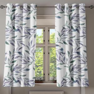 Ambesonne Floral Design Grommet Curtain, Abstract Boho Inspirations Neutral Flowers Silhouettes on Grunge Back, Decorative 2-Panel Window Drapes for Bedroom Living Room, 50″ x 120″, Dimgray Pale Grey(Lavender Blue and Pale Teal)
