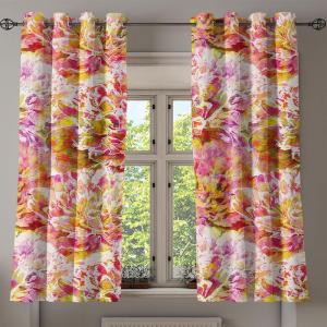 Ambesonne Floral Design Grommet Curtain, Abstract Boho Inspirations Neutral Flowers Silhouettes on Grunge Back, Decorative 2-Panel Window Drapes for Bedroom Living Room, 50″ x 120″, Dimgray Pale Grey(Pale Pink Yellow Green)