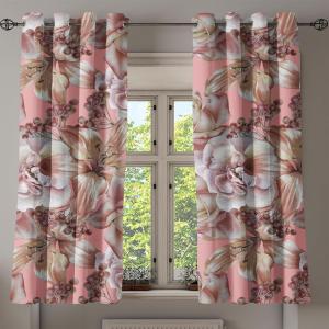 Ambesonne Floral Design Grommet Curtain, Abstract Boho Inspirations Neutral Flowers Silhouettes on Grunge Back, Decorative 2-Panel Window Drapes for Bedroom Living Room, 50″ x 120″, Dimgray Pale Grey(Pastel Pink and Pale Redwood)