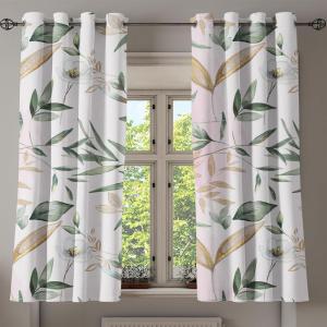 Ambesonne Floral Design Grommet Curtain, Abstract Boho Inspirations Neutral Flowers Silhouettes on Grunge Back, Decorative 2-Panel Window Drapes for Bedroom Living Room, 50″ x 120″, Dimgray Pale Grey(Soft Pink Peacock Green)