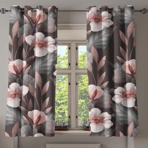 Ambesonne Floral Design Grommet Curtain, Abstract Boho Inspirations Neutral Flowers Silhouettes on Grunge Back, Decorative 2-Panel Window Drapes for Bedroom Living Room, 50″ x 120″, Dimgray Pale Grey(Pale Mauve Taupe Eggshell)