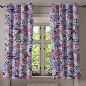Ambesonne Floral Design Grommet Curtain, Abstract Boho Inspirations Neutral Flowers Silhouettes on Grunge Back, Decorative 2-Panel Window Drapes for Bedroom Living Room, 50″ x 120″, Dimgray Pale Grey(Blue Violet Dried Rose)