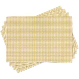 Ambesonne Floral Place Mats Set of 4, Vintage Garden Plants Herbs Flowers Botanical Classic Design Art, Washable Fabric Placemats for Dining Table, Standard Size, Reseda Green Beige(Mustard White)
