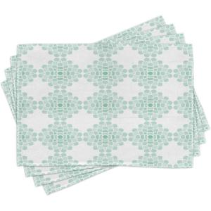 Ambesonne Floral Place Mats Set of 4, Vintage Garden Plants Herbs Flowers Botanical Classic Design Art, Washable Fabric Placemats for Dining Table, Standard Size, Reseda Green Beige(Seafoam White)