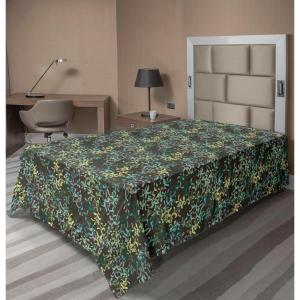 Ambesonne Floral Scene Flat Sheet, Garden Feelings Flowers Boho Silhouettes with Neutral Colors Art, Soft Comfortable Top Sheet Decorative Bedding 1 Piece, Queen Size, Salmon White Dark Cocoa(Seafoam Almond Green Teal)