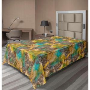 Ambesonne Floral Scene Flat Sheet, Garden Feelings Flowers Boho Silhouettes with Neutral Colors Art, Soft Comfortable Top Sheet Decorative Bedding 1 Piece, Queen Size, Salmon White Dark Cocoa(Turquoise Mustard Umber)