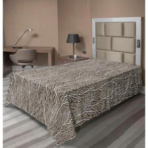Ambesonne Floral Scene Flat Sheet, Garden Feelings Flowers Boho Silhouettes with Neutral Colors Art, Soft Comfortable Top Sheet Decorative Bedding 1 Piece, Queen Size, Salmon White Dark Cocoa(Peacock Green White Umber)