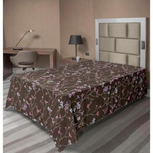 Ambesonne Floral Scene Flat Sheet, Garden Feelings Flowers Boho Silhouettes with Neutral Colors Art, Soft Comfortable Top Sheet Decorative Bedding 1 Piece, Queen Size, Salmon White Dark Cocoa(Mauve Taupe and Dark Brown)