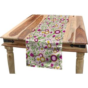 Ambesonne Floral Table Runner, Vintage Floral Drawing Style Classical in Pastel Colors Rhythmic Pattern, Dining Room Kitchen Rectangular Runner, 16″ X 120″, Eggshell Multicolor(Pale Pink Multicolor)