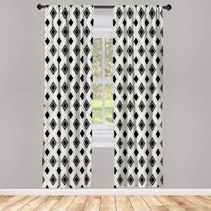 Ambesonne Floral Window Curtains Pack of 2, Minimalist Design Cozy Neutral Farmhouse Plaid with Leaves and Flowers, Lightweight Set & Rod Pocket, 4 Panels of – 28″ x 63″, Sage Green Blue Yellow(Cream Black)