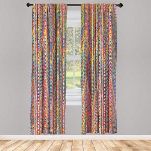 Ambesonne Floral Window Curtains Pack of 2, Minimalist Design Cozy Neutral Farmhouse Plaid with Leaves and Flowers, Lightweight Set & Rod Pocket, 4 Panels of – 28″ x 63″, Sage Green Blue Yellow(Red Purple)