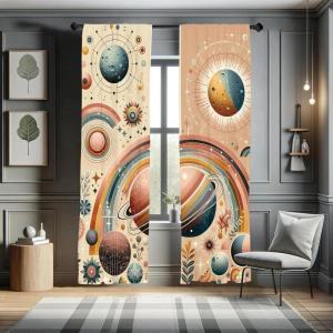 Ambesonne Floral Window Curtains Pack of 2, Minimalist Design Cozy Neutral Farmhouse Plaid with Leaves and Flowers, Lightweight Set & Rod Pocket, 4 Panels of – 28″ x 63″, Sage Green Blue Yellow(Pale Taupe Multicolor)