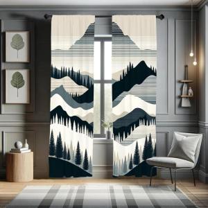 Ambesonne Floral Window Curtains Pack of 2, Minimalist Design Cozy Neutral Farmhouse Plaid with Leaves and Flowers, Lightweight Set & Rod Pocket, 4 Panels of – 28″ x 63″, Sage Green Blue Yellow(Dark Petrol Blue Eggshell)