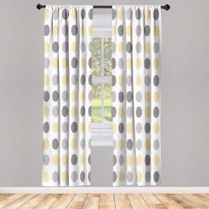Ambesonne Floral Window Curtains Pack of 2, Minimalist Design Cozy Neutral Farmhouse Plaid with Leaves and Flowers, Lightweight Set & Rod Pocket, 4 Panels of – 28″ x 63″, Sage Green Blue Yellow(Pale Yellow)