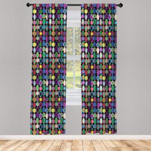 Ambesonne Floral Window Curtains Pack of 2, Minimalist Design Cozy Neutral Farmhouse Plaid with Leaves and Flowers, Lightweight Set & Rod Pocket, 4 Panels of – 28″ x 63″, Sage Green Blue Yellow(Purple Black)