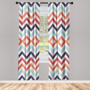 Ambesonne Floral Window Curtains Pack of 2, Minimalist Design Cozy Neutral Farmhouse Plaid with Leaves and Flowers, Lightweight Set & Rod Pocket, 4 Panels of – 28″ x 63″, Sage Green Blue Yellow(Orange and White)