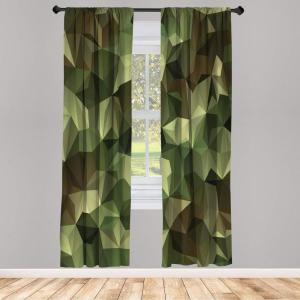 Ambesonne Floral Window Curtains Pack of 2, Minimalist Design Cozy Neutral Farmhouse Plaid with Leaves and Flowers, Lightweight Set & Rod Pocket, 4 Panels of – 28″ x 63″, Sage Green Blue Yellow(Olive Green)