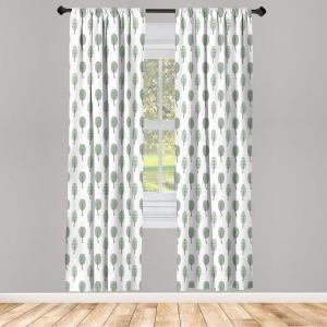 Ambesonne Floral Window Curtains Pack of 2, Minimalist Design Cozy Neutral Farmhouse Plaid with Leaves and Flowers, Lightweight Set & Rod Pocket, 4 Panels of – 28″ x 63″, Sage Green Blue Yellow(Brown Green)