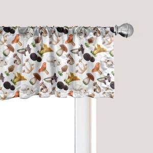 Ambesonne Floral Window Valance, Flower Petals Blossoms Leaves and Bird Sitting Vintage Inspired Image, Curtain Valance for Kitchen Bedroom Decor with Rod Pocket, 54″ X 12″, Coral Fern Green White(Dark Sand Brown)