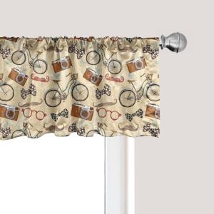 Ambesonne Floral Window Valance, Flower Petals Blossoms Leaves and Bird Sitting Vintage Inspired Image, Curtain Valance for Kitchen Bedroom Decor with Rod Pocket, 54″ X 12″, Coral Fern Green White(Pale Camel)