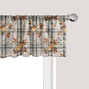 Ambesonne Floral Window Valance, Flower Petals Blossoms Leaves and Bird Sitting Vintage Inspired Image, Curtain Valance for Kitchen Bedroom Decor with Rod Pocket, 54″ X 12″, Coral Fern Green White(Pale Grey Apricot Brown)