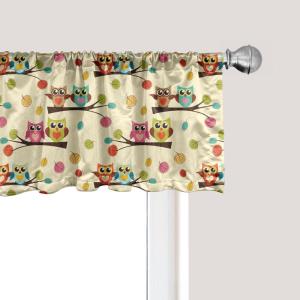 Ambesonne Floral Window Valance, Flower Petals Blossoms Leaves and Bird Sitting Vintage Inspired Image, Curtain Valance for Kitchen Bedroom Decor with Rod Pocket, 54″ X 12″, Coral Fern Green White(Cream and Multicolor)