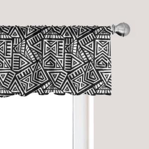Ambesonne Floral Window Valance, Flower Petals Blossoms Leaves and Bird Sitting Vintage Inspired Image, Curtain Valance for Kitchen Bedroom Decor with Rod Pocket, 54″ X 12″, Coral Fern Green White(Black and White)