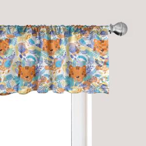 Ambesonne Floral Window Valance, Flower Petals Blossoms Leaves and Bird Sitting Vintage Inspired Image, Curtain Valance for Kitchen Bedroom Decor with Rod Pocket, 54″ X 12″, Coral Fern Green White(Dark Orange Multicolor)