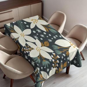 Ambesonne Flower Tablecloth, Cosmos Daisy Cornflower Wildflower Dandelion in Floral Meadow Drawing of Nature, Rectangular Table Cover for Dining Room Kitchen Decor, 60″ X 84″, Pastel Colors(Caramel White)