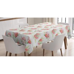 Ambesonne Flower Tablecloth, Cosmos Daisy Cornflower Wildflower Dandelion in Floral Meadow Drawing of Nature, Rectangular Table Cover for Dining Room Kitchen Decor, 60″ X 84″, Pastel Colors(Pink and Green)