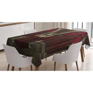 Ambesonne Flower Tablecloth, Cosmos Daisy Cornflower Wildflower Dandelion in Floral Meadow Drawing of Nature, Rectangular Table Cover for Dining Room Kitchen Decor, 60″ X 84″, Pastel Colors(Black Red)