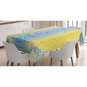 Ambesonne Flower Tablecloth, Cosmos Daisy Cornflower Wildflower Dandelion in Floral Meadow Drawing of Nature, Rectangular Table Cover for Dining Room Kitchen Decor, 60″ X 84″, Pastel Colors(Yellow Blue)