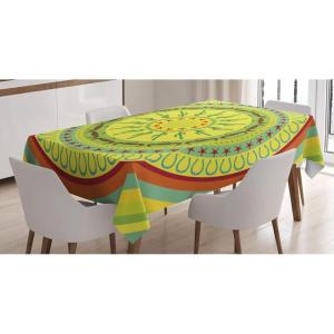 Ambesonne Flower Tablecloth, Cosmos Daisy Cornflower Wildflower Dandelion in Floral Meadow Drawing of Nature, Rectangular Table Cover for Dining Room Kitchen Decor, 60″ X 84″, Pastel Colors(Green Orange)