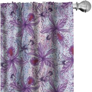 Ambesonne Flowers Curtains, Watercolor Floral Design with Neutral Colors Boho Leaves Autumn Vibes, Window Treatments 2 Panel Set for Living Room Bedroom, Pair of – 28″ x 63″, Deep Sky Blue Sand Brown(Violet and Raspberry)