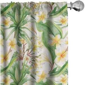 Ambesonne Flowers Curtains, Watercolor Floral Design with Neutral Colors Boho Leaves Autumn Vibes, Window Treatments 2 Panel Set for Living Room Bedroom, Pair of – 28″ x 63″, Deep Sky Blue Sand Brown(Fern Green Mustard White)