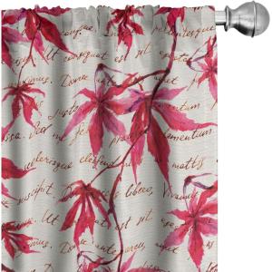 Ambesonne Flowers Curtains, Watercolor Floral Design with Neutral Colors Boho Leaves Autumn Vibes, Window Treatments 2 Panel Set for Living Room Bedroom, Pair of – 28″ x 63″, Deep Sky Blue Sand Brown(Hot Pink Dark Coral)