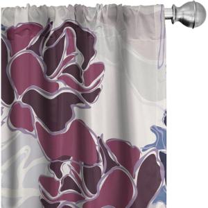 Ambesonne Flowers Curtains, Watercolor Floral Design with Neutral Colors Boho Leaves Autumn Vibes, Window Treatments 2 Panel Set for Living Room Bedroom, Pair of – 28″ x 63″, Deep Sky Blue Sand Brown(Pale Maroon Lavender Blue)