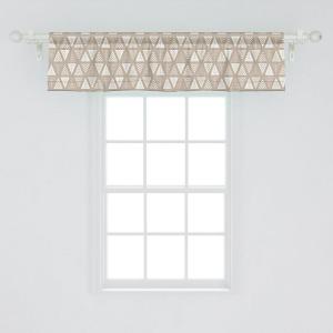 Ambesonne Geometric Window Valance, Modern Neutral Style Pattern of Abstract Ornamental Triangles Print, Curtain Valance for Kitchen Bedroom Decor with Rod Pocket, 42″ x 12″, Pale Sepia and White