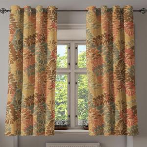 Ambesonne Jungle Boho Grommet Curtain, Dreamy Silhouettes of Flowers Vintage Drawn with Lines Neutral Art, Decorative 2-Panel Window Drapes for Bedroom Living Room, 50″ x 63″, Almond Green Sea Green(Coral Peacock Green)