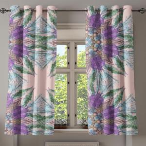 Ambesonne Jungle Boho Grommet Curtain, Dreamy Silhouettes of Flowers Vintage Drawn with Lines Neutral Art, Decorative 2-Panel Window Drapes for Bedroom Living Room, 50″ x 63″, Almond Green Sea Green(Violet Green Blue)