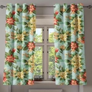 Ambesonne Jungle Boho Grommet Curtain, Dreamy Silhouettes of Flowers Vintage Drawn with Lines Neutral Art, Decorative 2-Panel Window Drapes for Bedroom Living Room, 50″ x 63″, Almond Green Sea Green(Vermilion Forest Green)