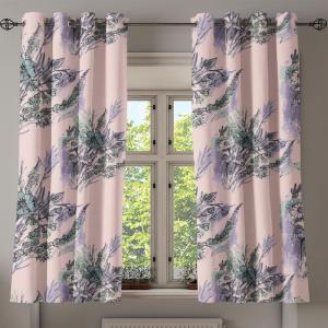 Ambesonne Jungle Boho Grommet Curtain, Dreamy Silhouettes of Flowers Vintage Drawn with Lines Neutral Art, Decorative 2-Panel Window Drapes for Bedroom Living Room, 50″ x 63″, Almond Green Sea Green(Rose Lilac and Pale Teal)